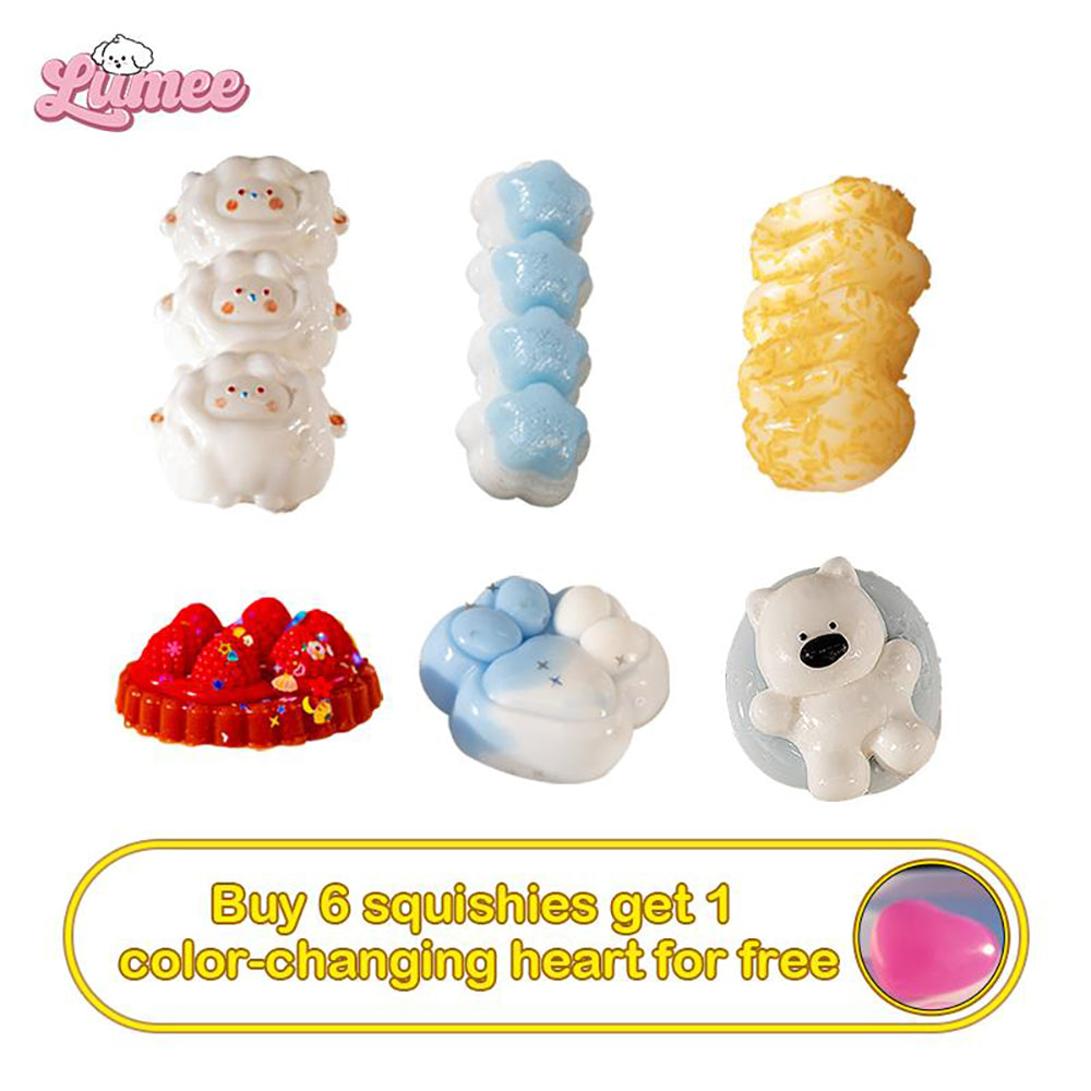 Buy 6 get 1 Free-Foodie Squishy Set | Ultra-Soft Squishies-Yogurt Pudding, Fried Mozzarella, Cheesy Cat, and More | Fun Stress Relievers-Great Gift