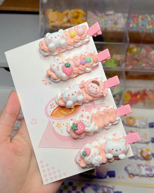 Plain Mini Hair Clips (Pearl White, 6pc)
