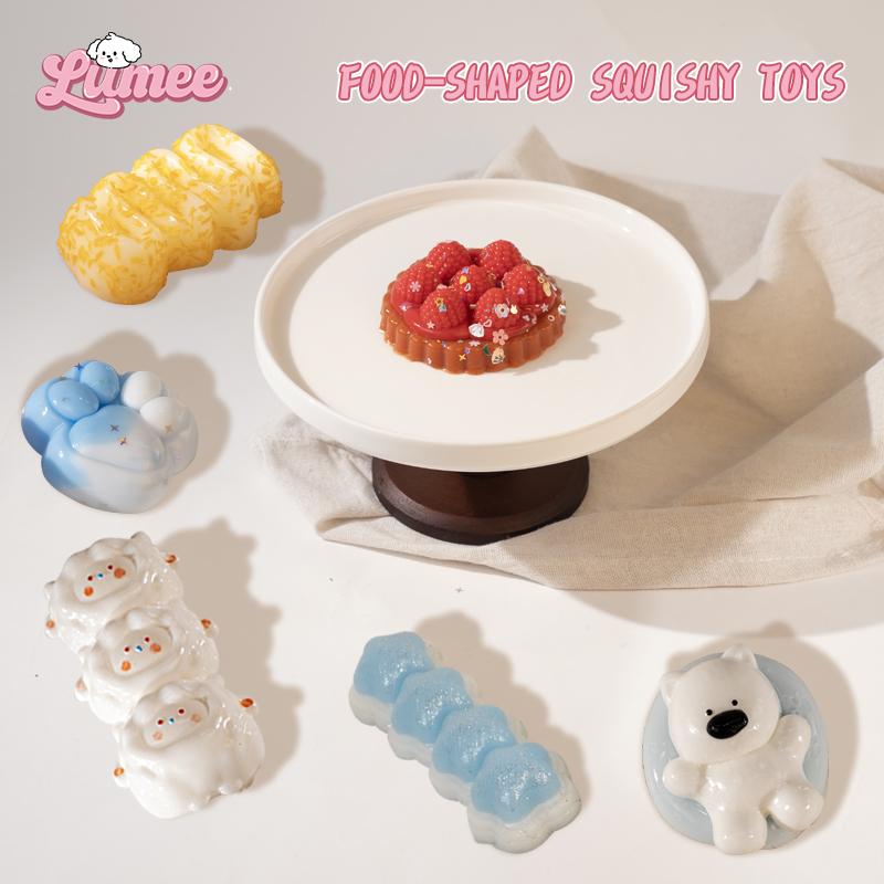 Buy 6 get 1 Free-Foodie Squishy Set | Ultra-Soft Squishies-Yogurt Pudding, Fried Mozzarella, Cheesy Cat, and More | Fun Stress Relievers-Great Gift